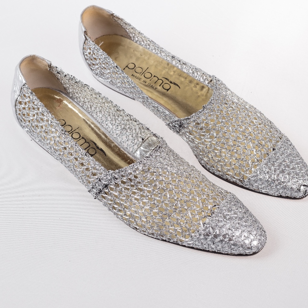 Vintage Paloma mesh silver loafers size 8